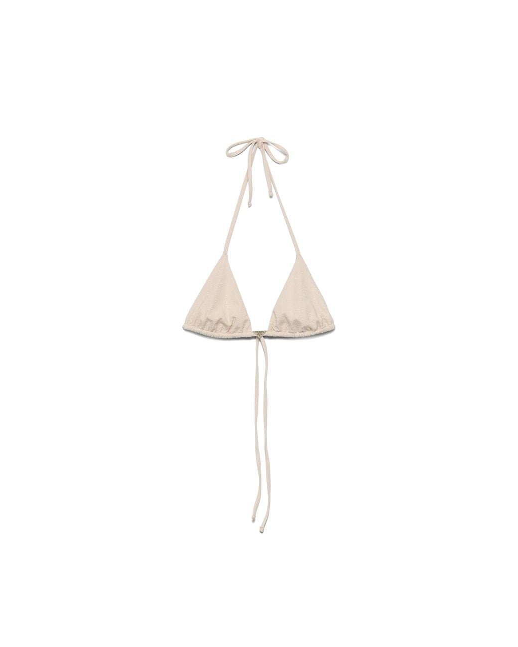 Prada White Jersey Triangle Bikini Top With Rhinestones