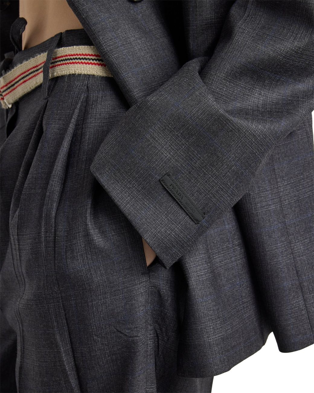 Prada Blue Double-Breasted Checked Wool Jacket