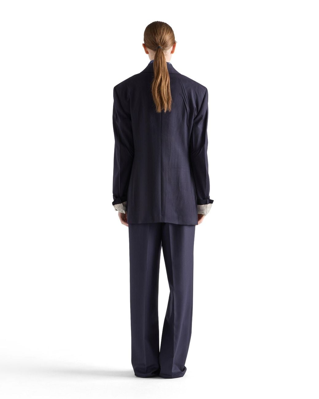 Prada Blue Wool Pinstripe Pants