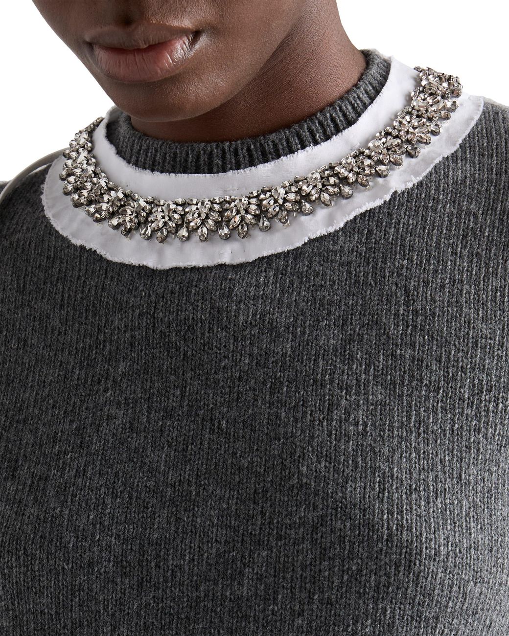 Prada Gray Short-Sleeved Wool And Cashmere Sweater, Slate