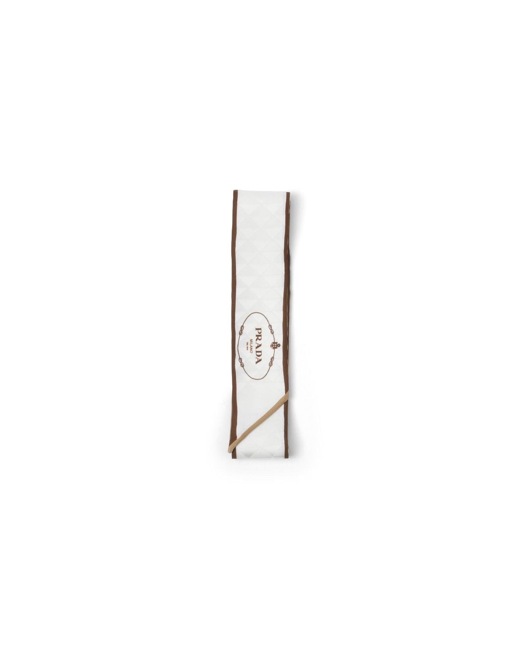 Prada White Printed Silk Twill Jacquard Skinny Scarf