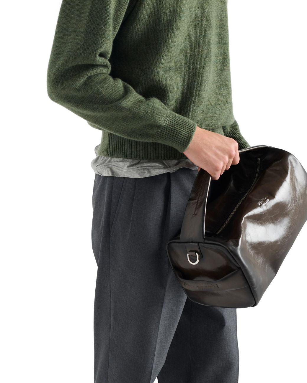 Prada Green Re-Cashmere Crew-Neck Sweater for men