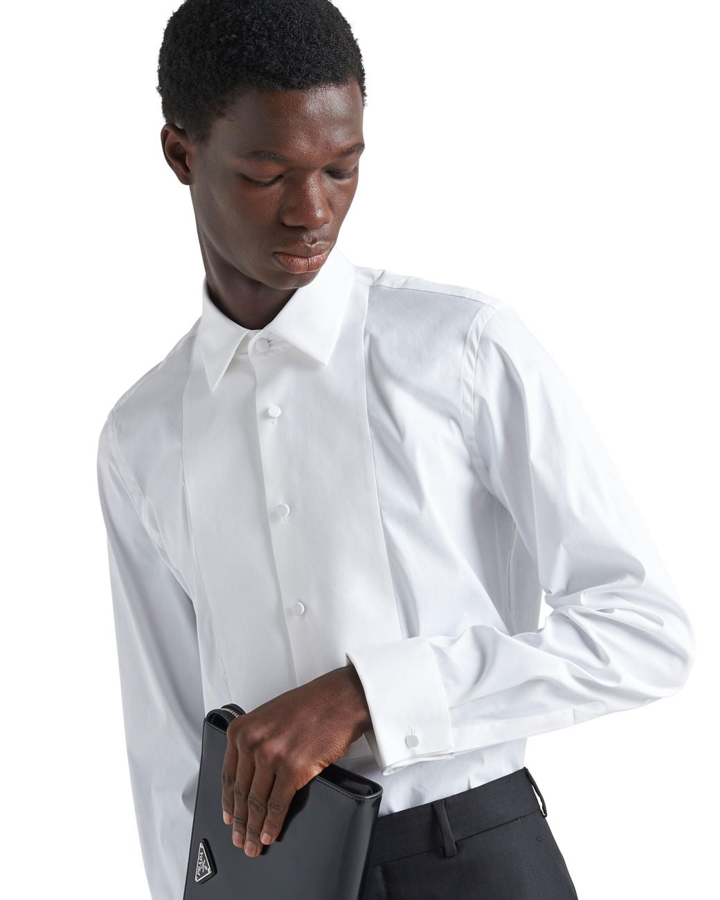 Prada White Stretch Cotton Shirt for men