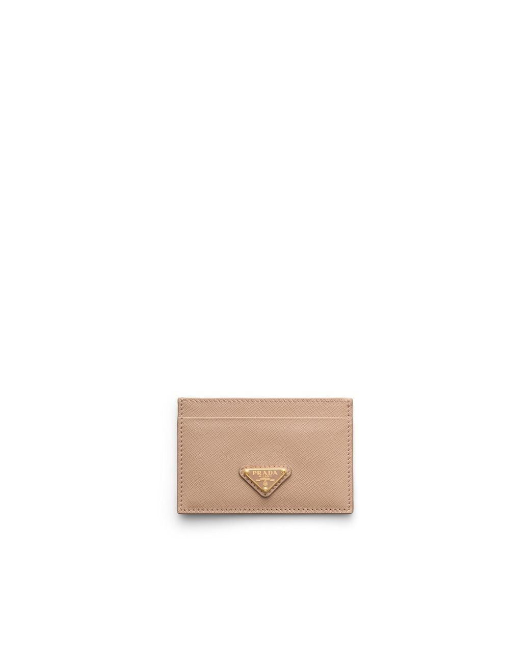 Prada White Saffiano Leather Card Holder, Powder