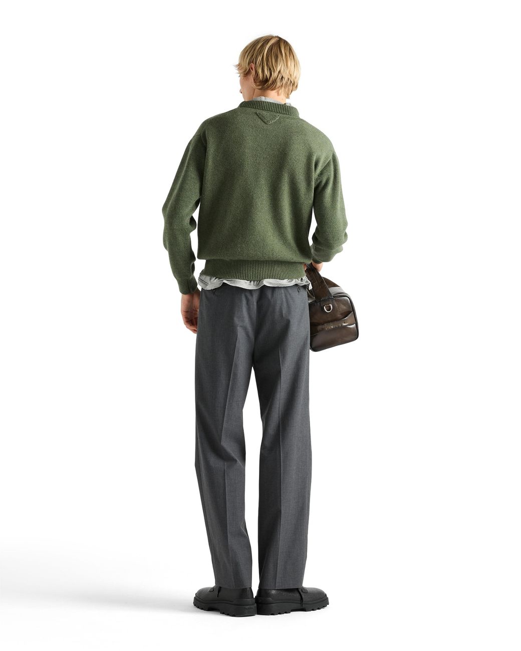 Prada Green Re-Cashmere Crew-Neck Sweater for men