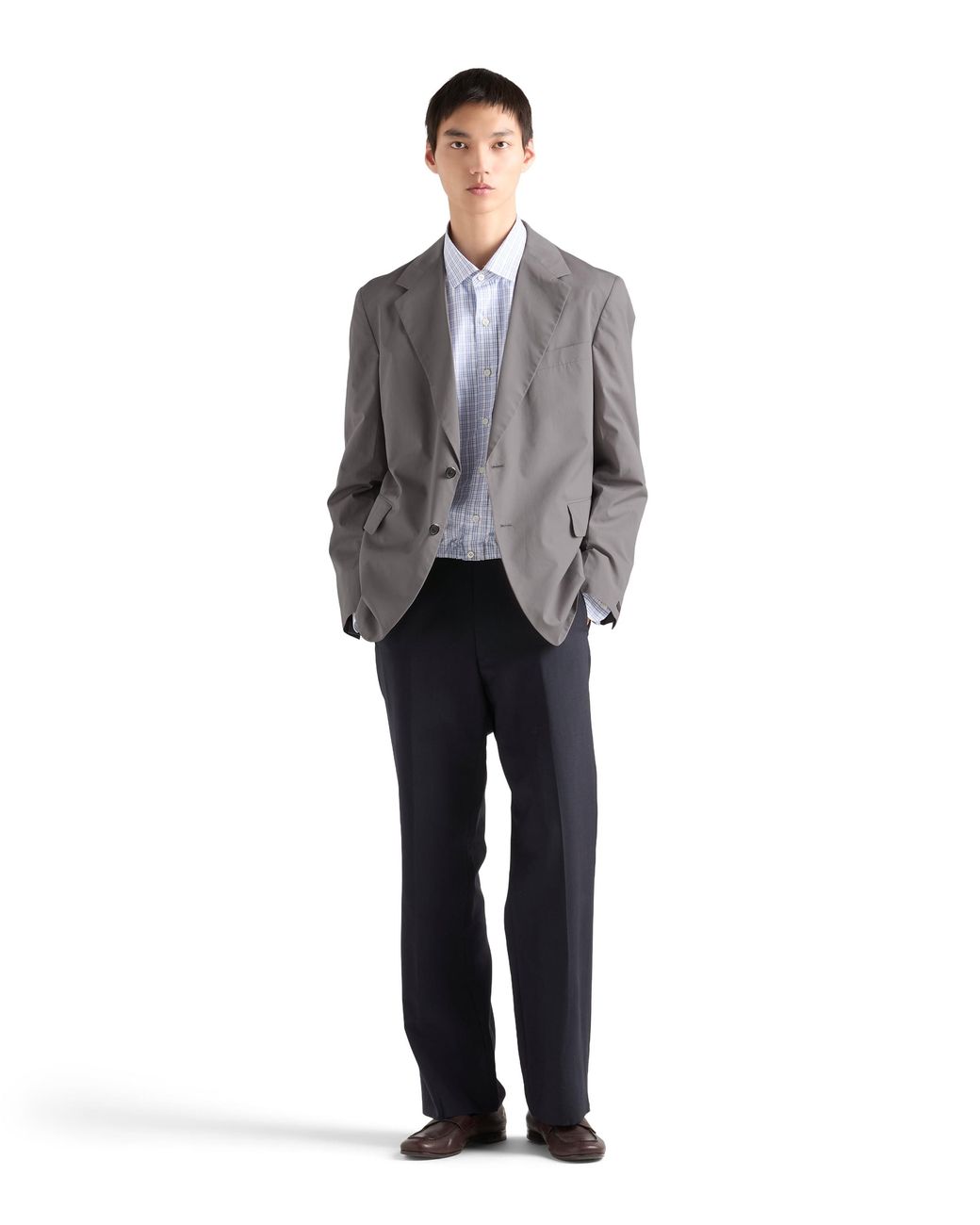 Prada Gray Single-Breasted Cotton Jacket for men