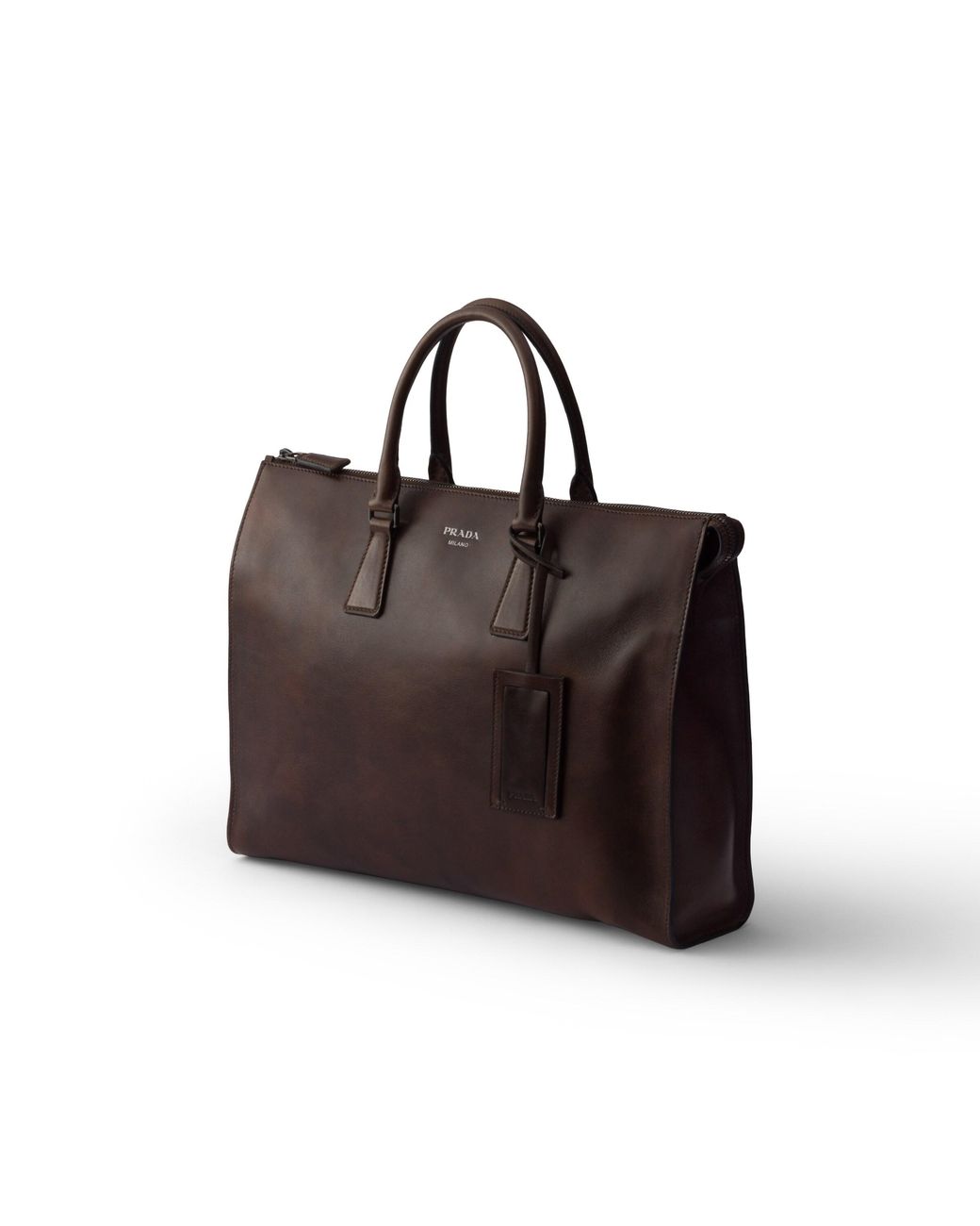 Prada Brown Leather Tote Bag for men