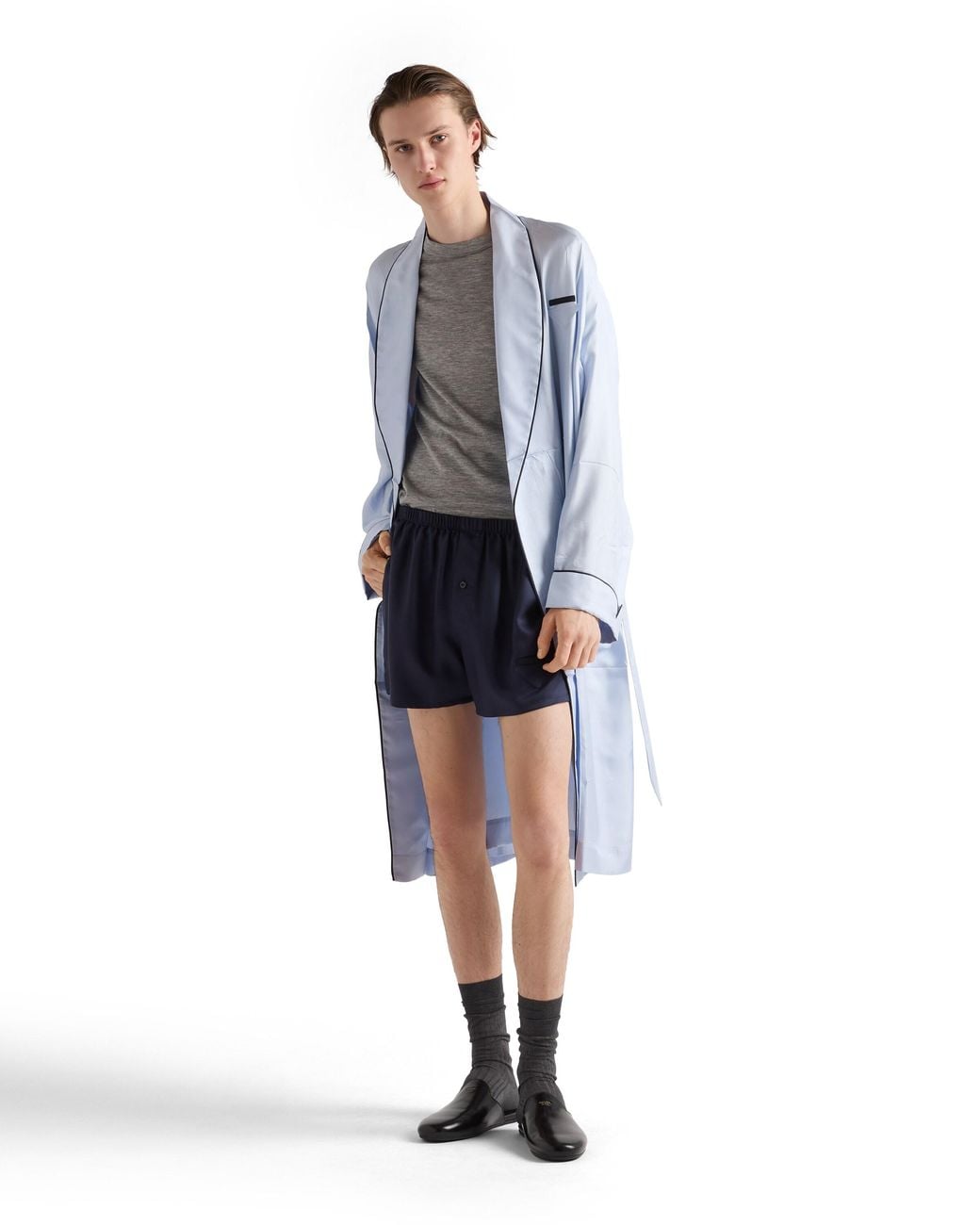 Prada Blue Silk Boxer Shorts for men