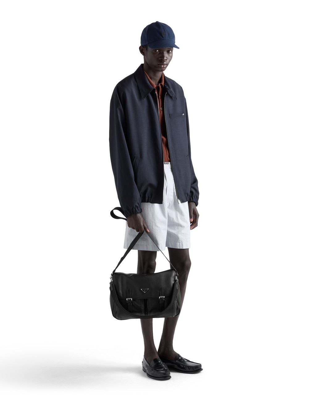 Prada Black Leather Shoulder Bag for men