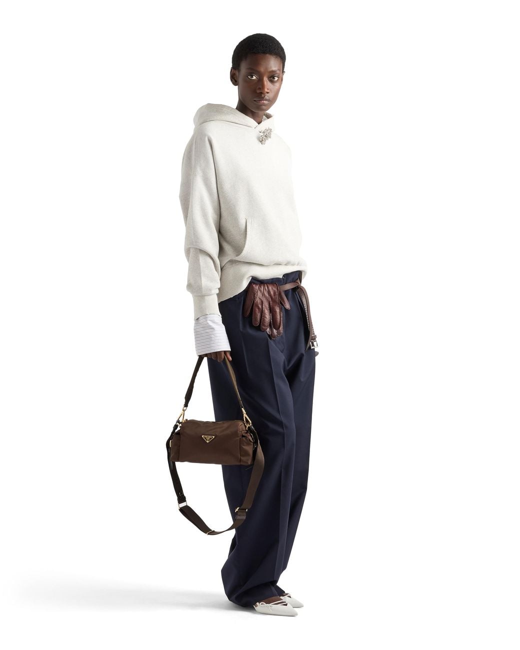 Prada Brown Explore Small Re-Nylon And Leather Shoulder Bag, Sienna
