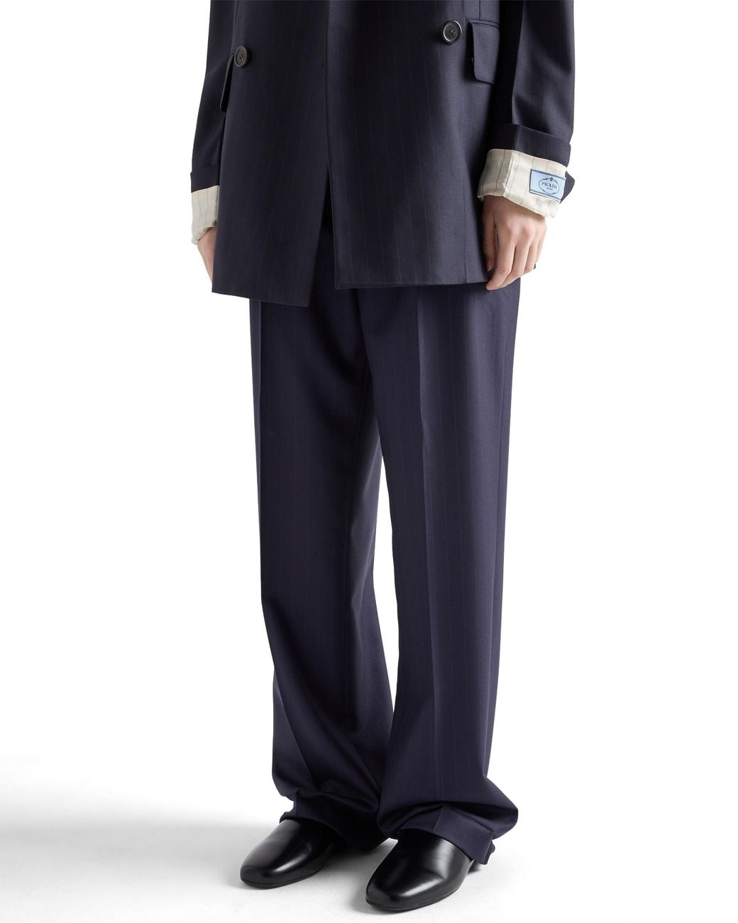 Prada Blue Wool Pinstripe Pants