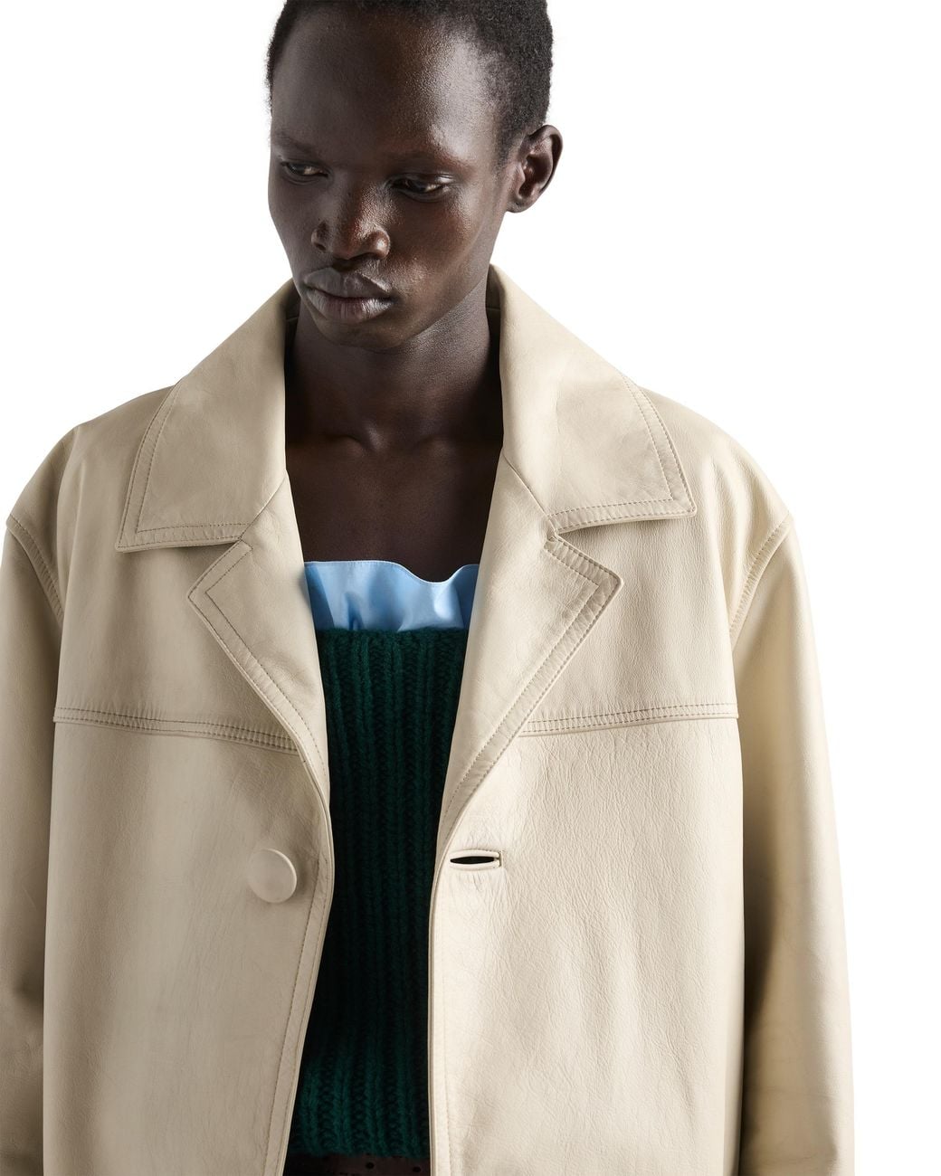 Prada Natural Leather Coat, Ivory for men