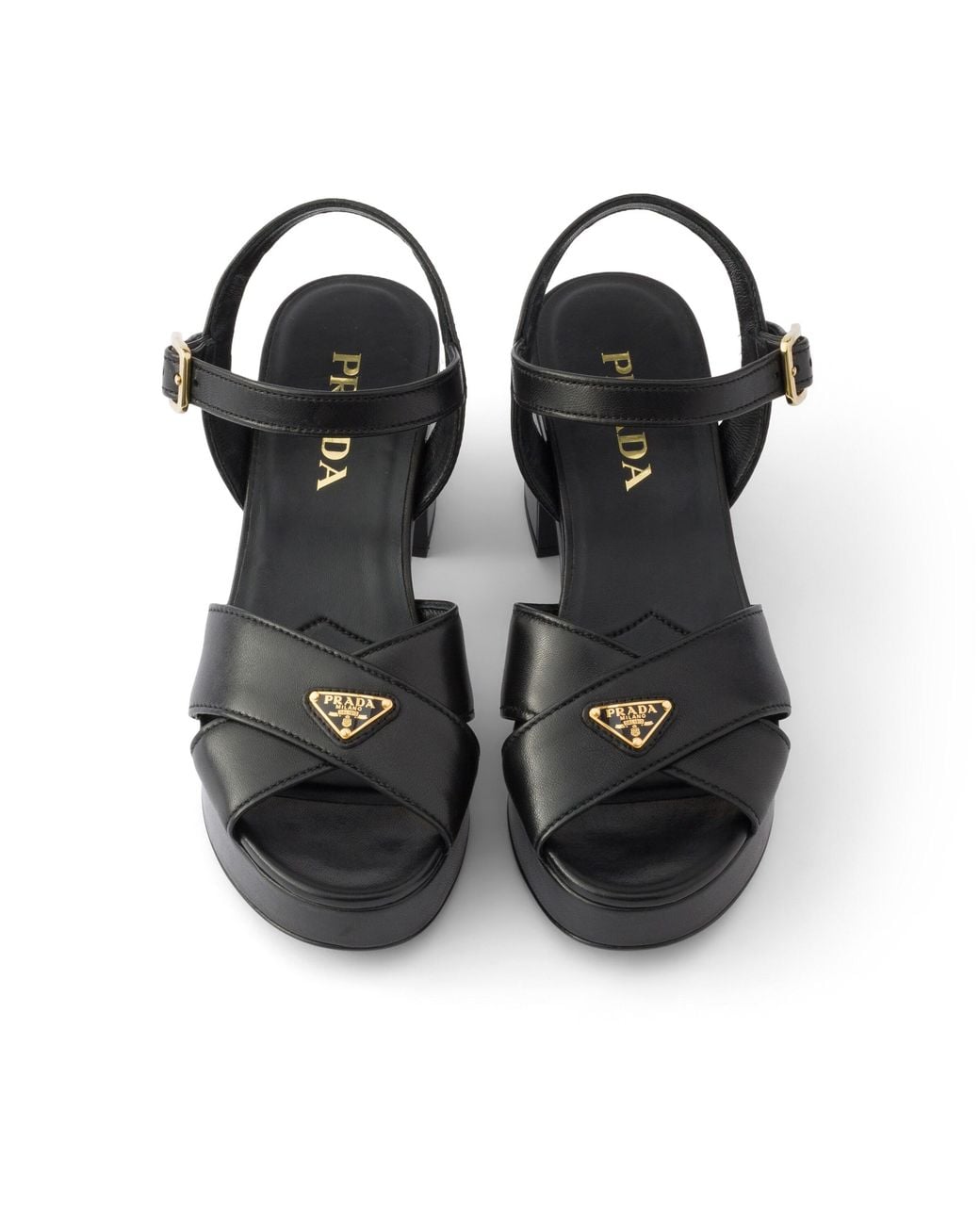 Prada Black Nappa Leather Platform Sandals