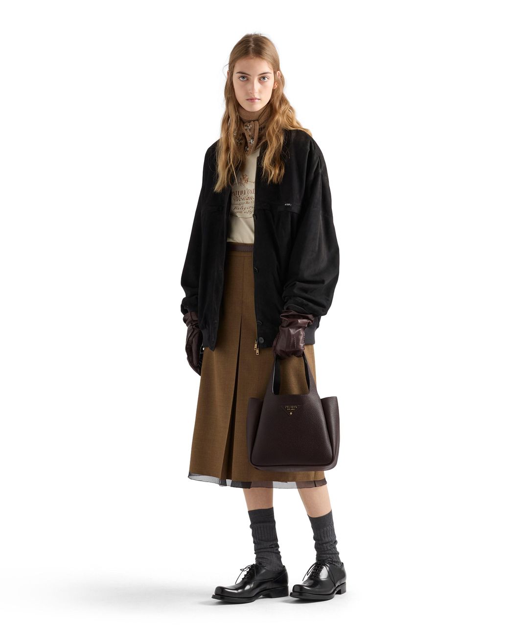 Prada Black Liaison Small Leather Tote Bag, Dark
