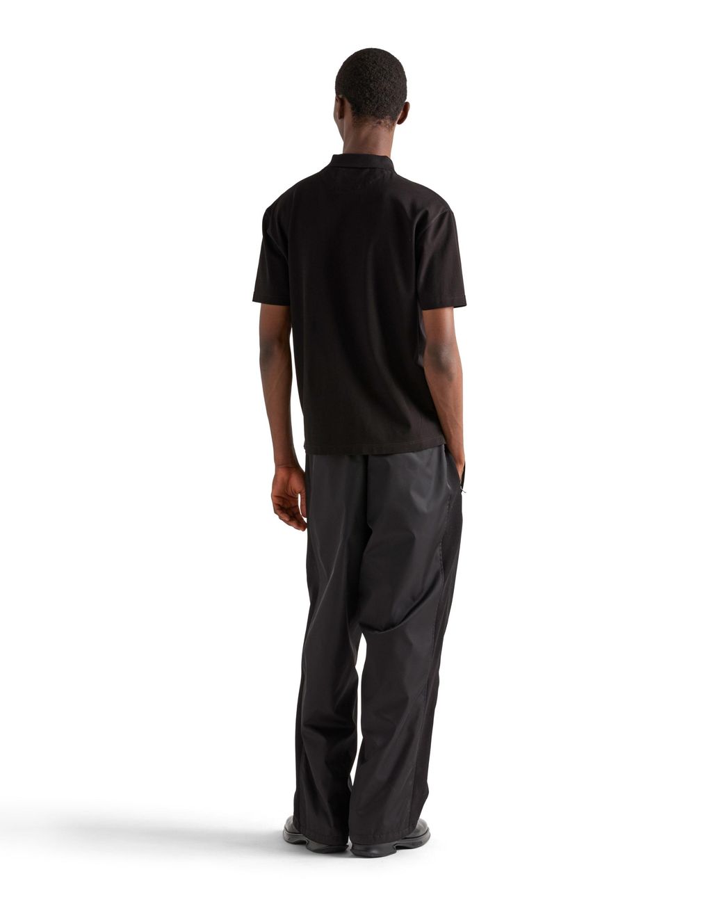 Prada Black Piqué Polo Shirt With Re-Nylon Details for men