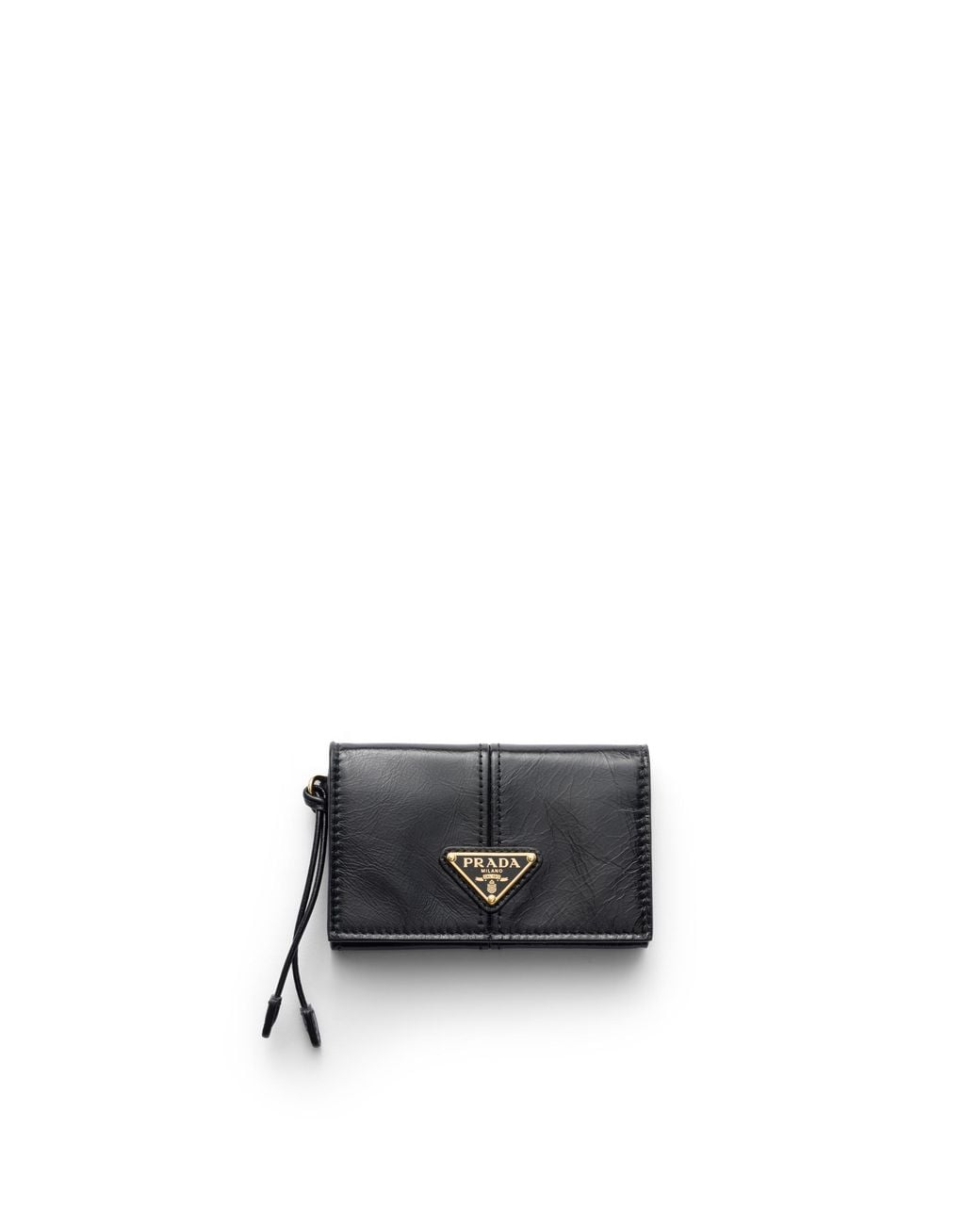 Prada White Leather Card Holder With Flap