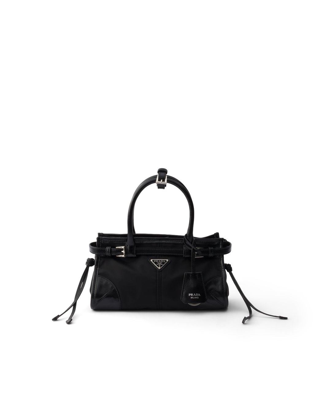 Prada Black Bonnie Small Re-Nylon And Leather Handbag