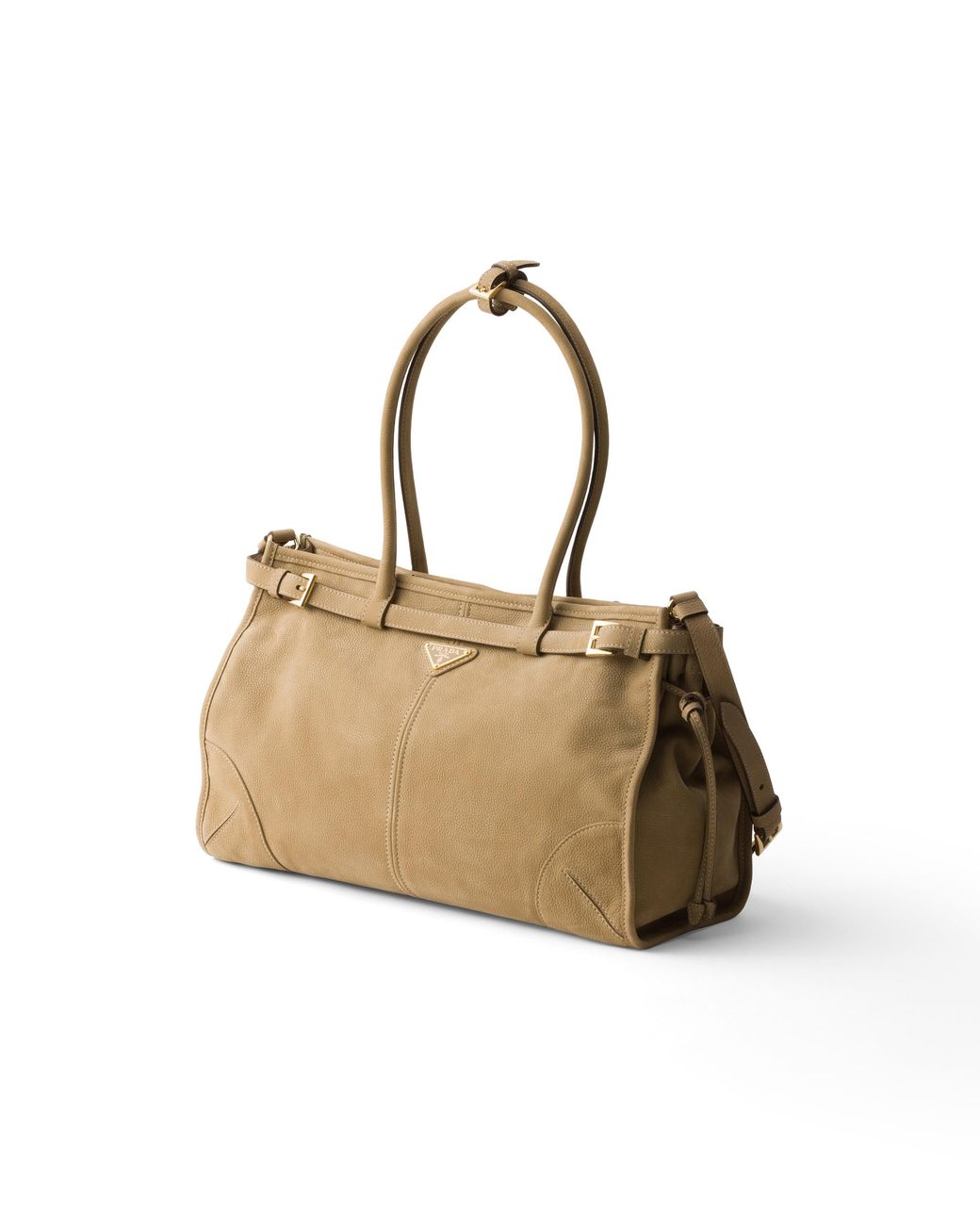 Prada Metallic Bonnie Large Nubuck Leather Handbag