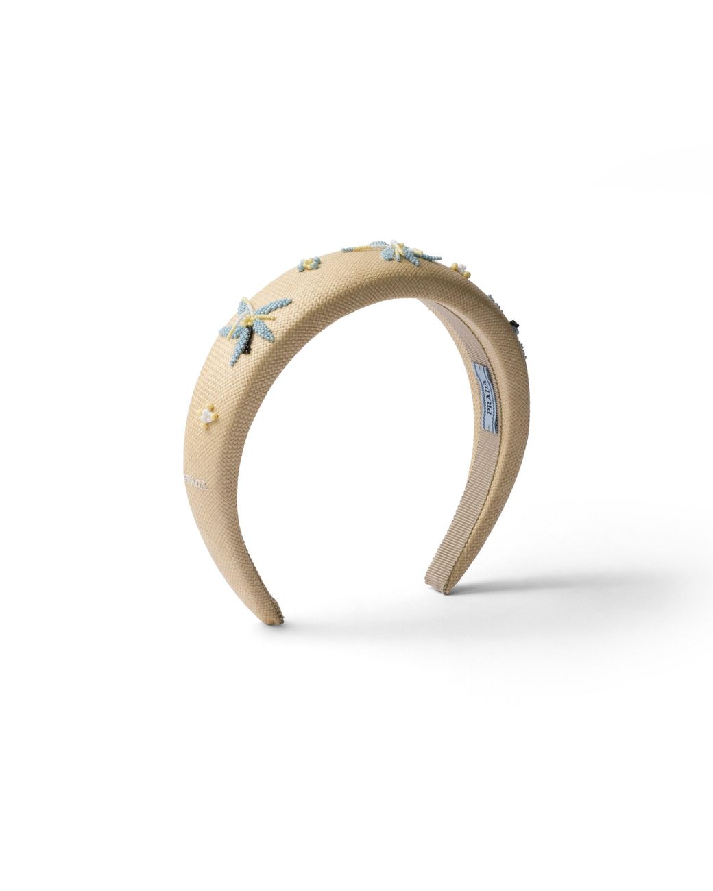 Prada Metallic Embroidered Fabric Headband, /Light