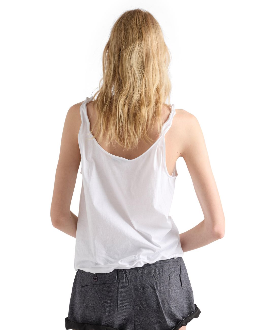 Prada White Cotton Jersey Tank Top