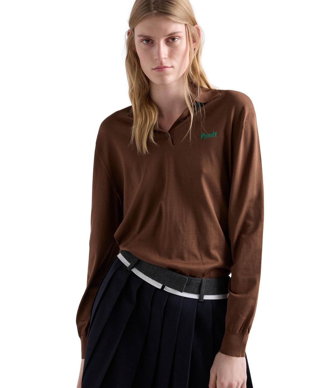 Prada Brown Silk Polo Shirt