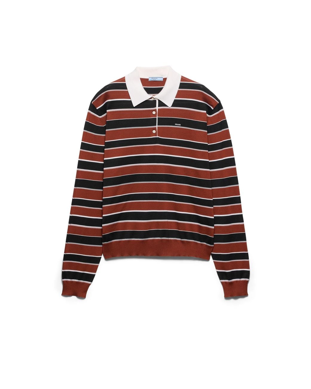 Prada Red Striped Silk Polo Shirt