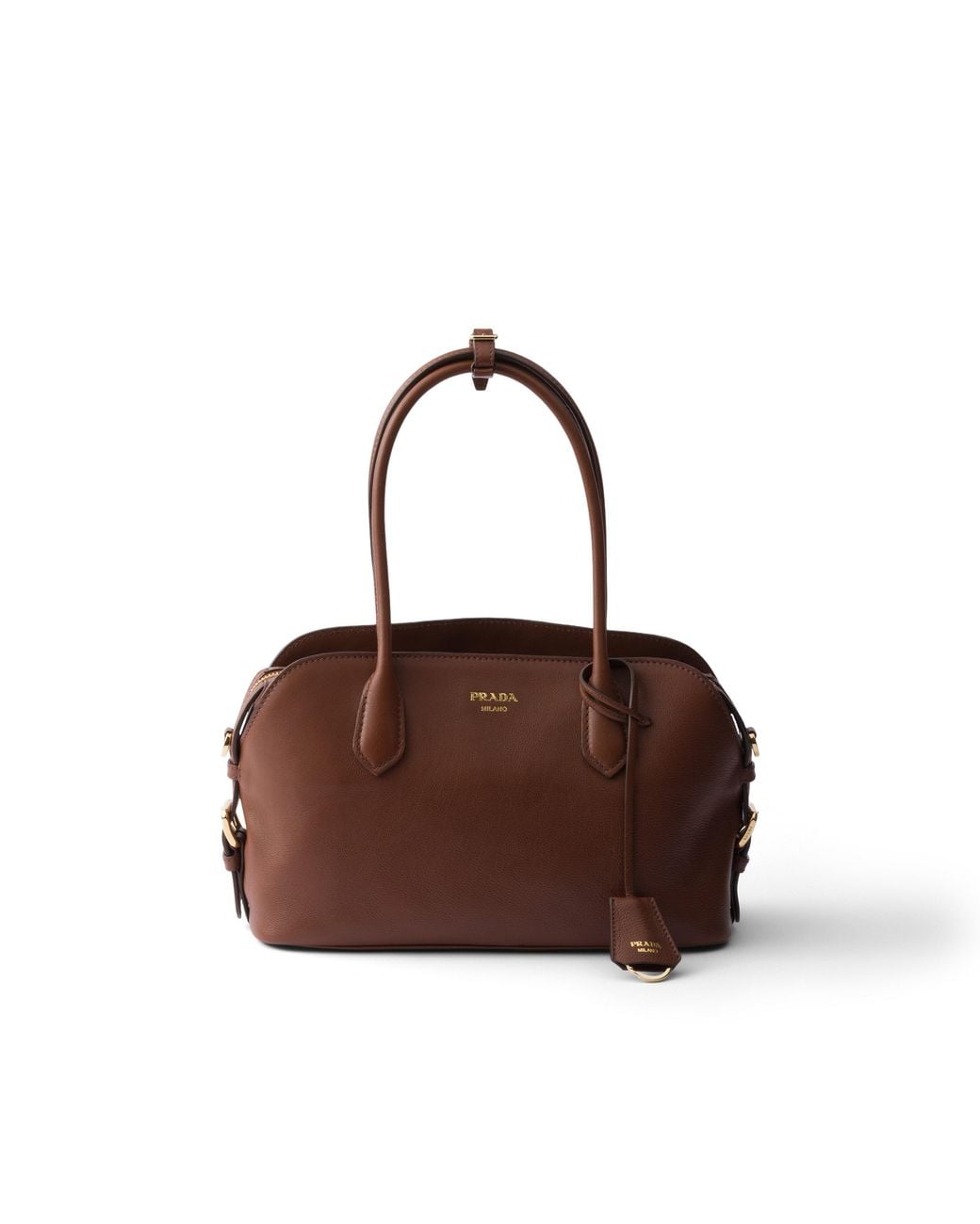 Prada Brown Signet Medium Leather Tote Bag