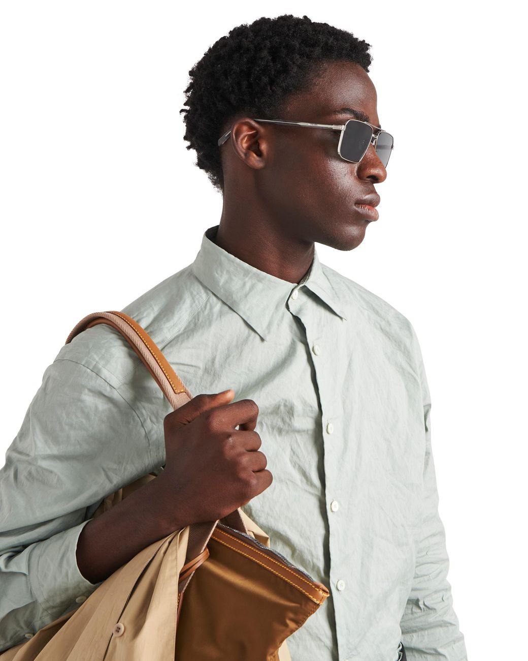 Prada Gray Sunglasses With Logo for men