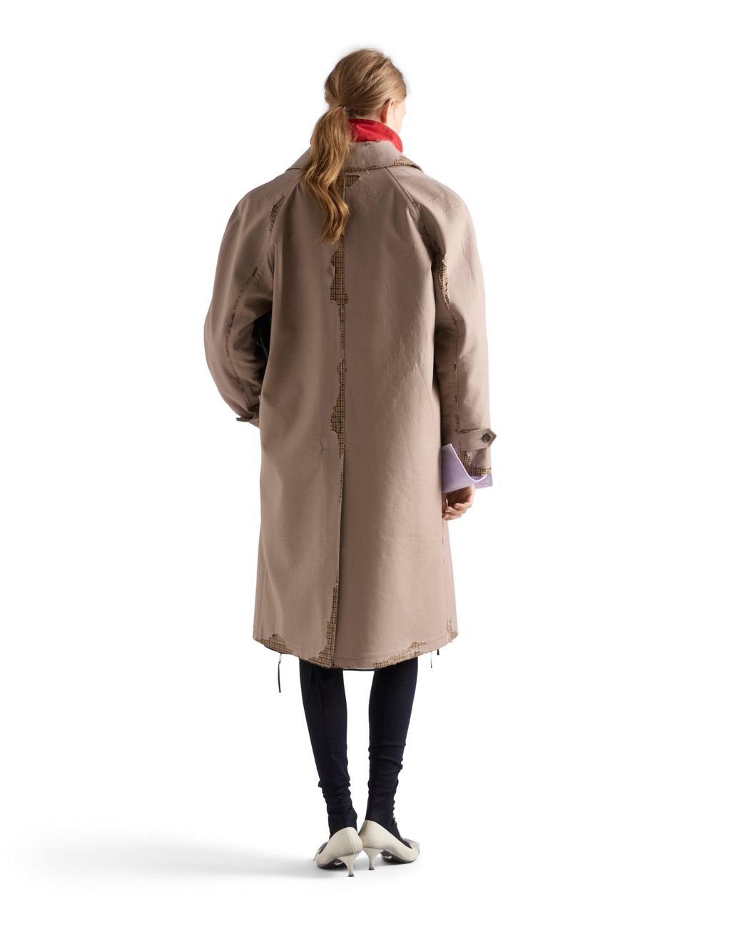 Prada Natural Bonded Poplin Coat With Devoré Effect