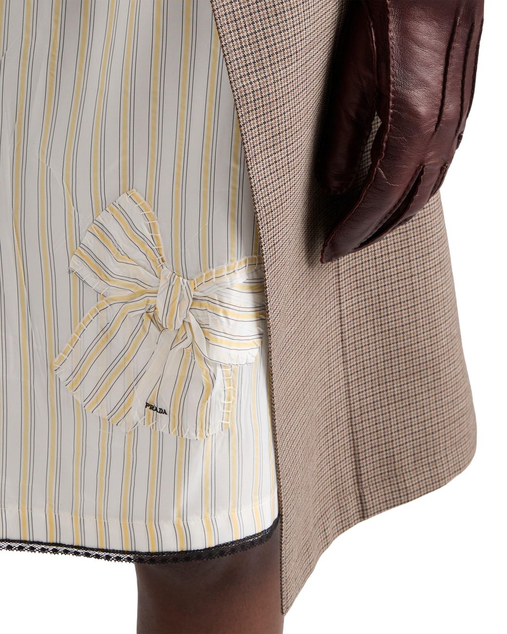 Prada White Striped Skirt With Appliqué