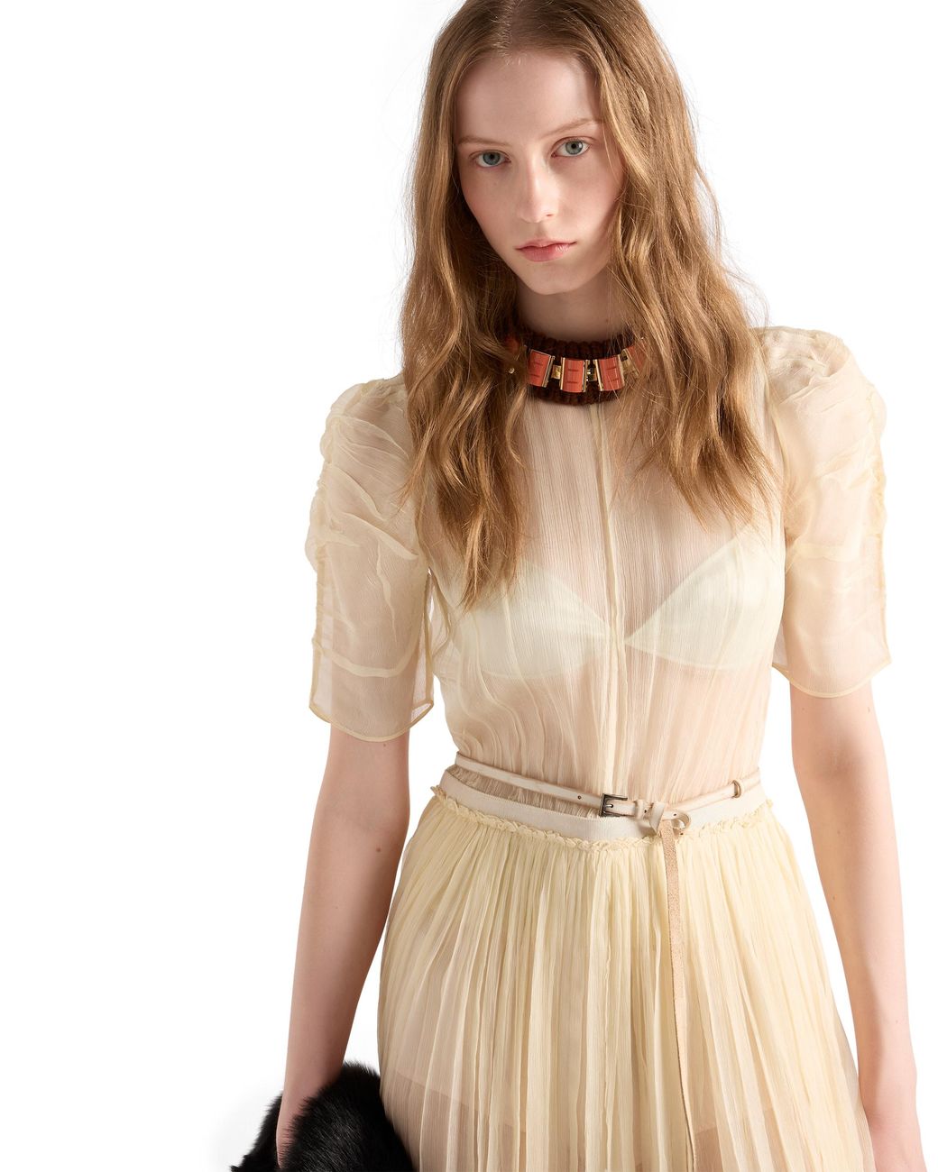 Prada White Long Silk Chiffon Dress