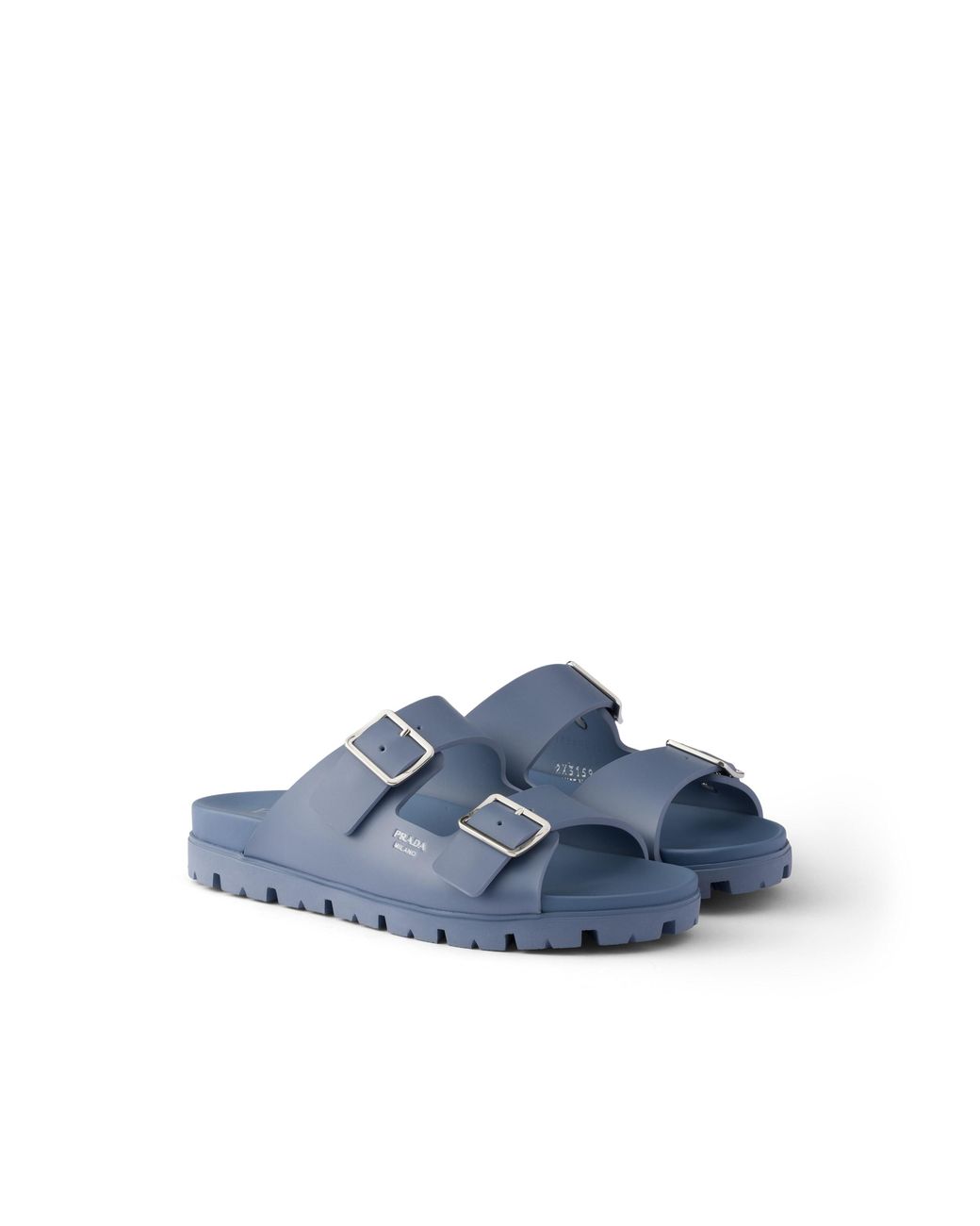 Prada Blue Rubber Strap Sandals, Size 7 for men