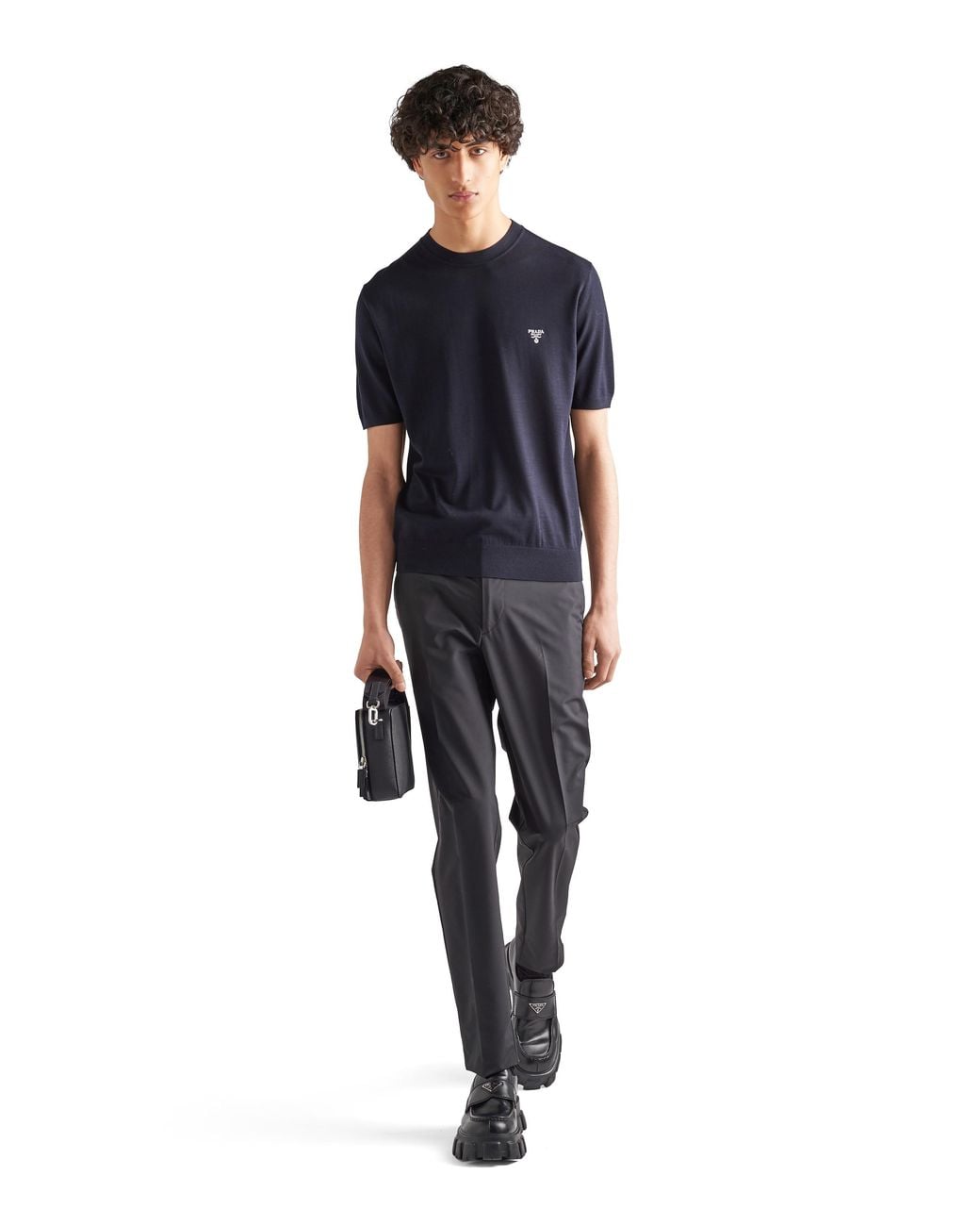 Prada Blue Superfine Wool Crew-Neck Sweater