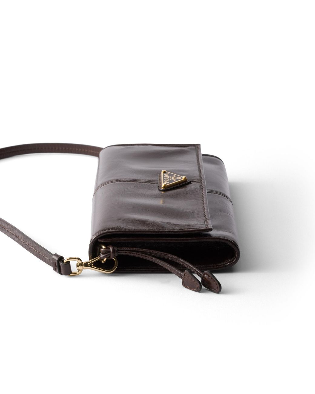 Prada Black Leather Wallet With Shoulder Strap