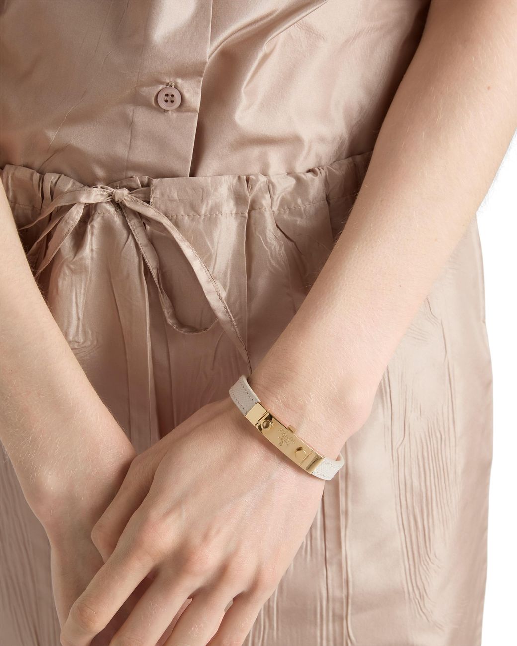 Prada White Saffiano Leather Bracelet