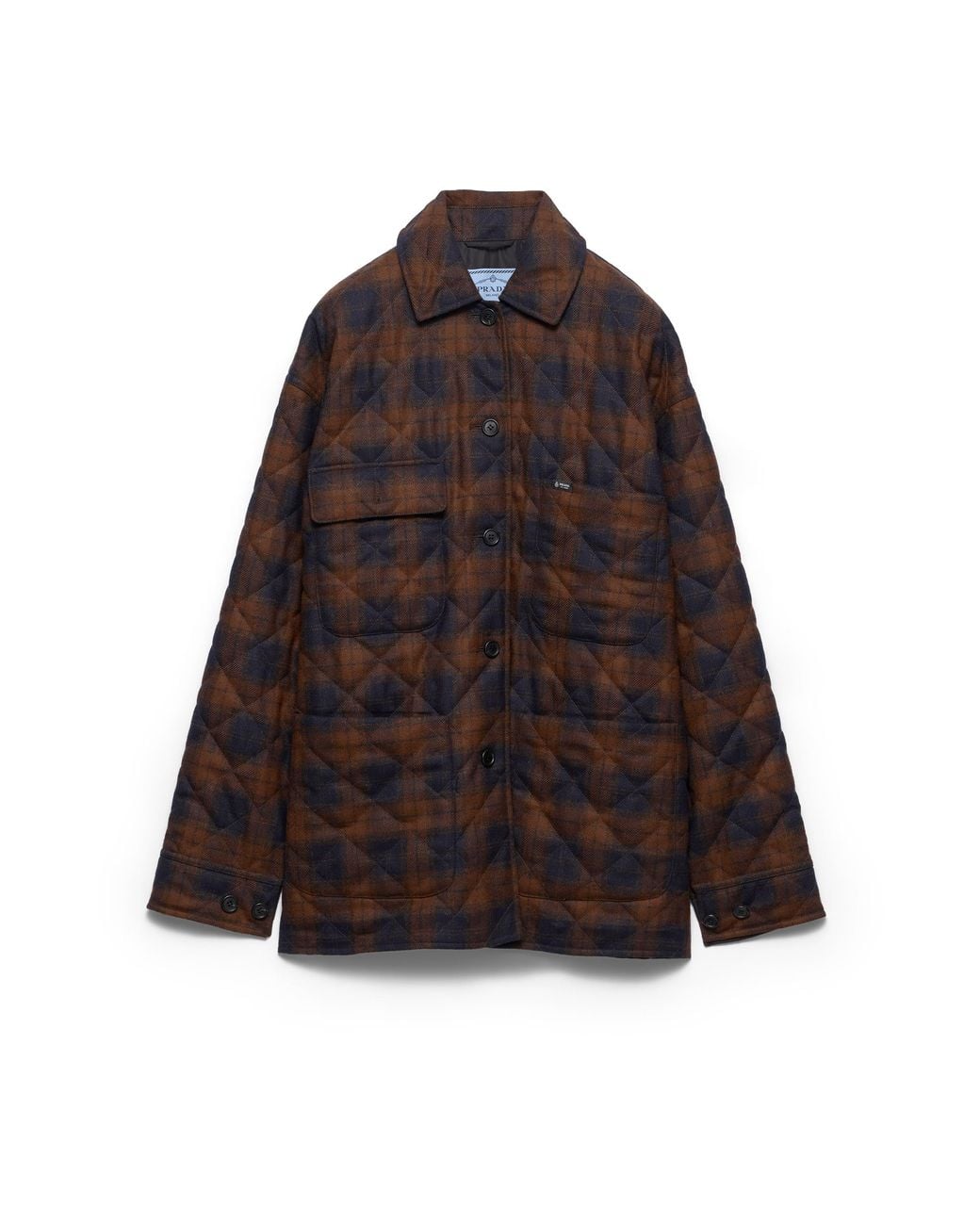 Prada Brown Quilted Wool Caban Jacket