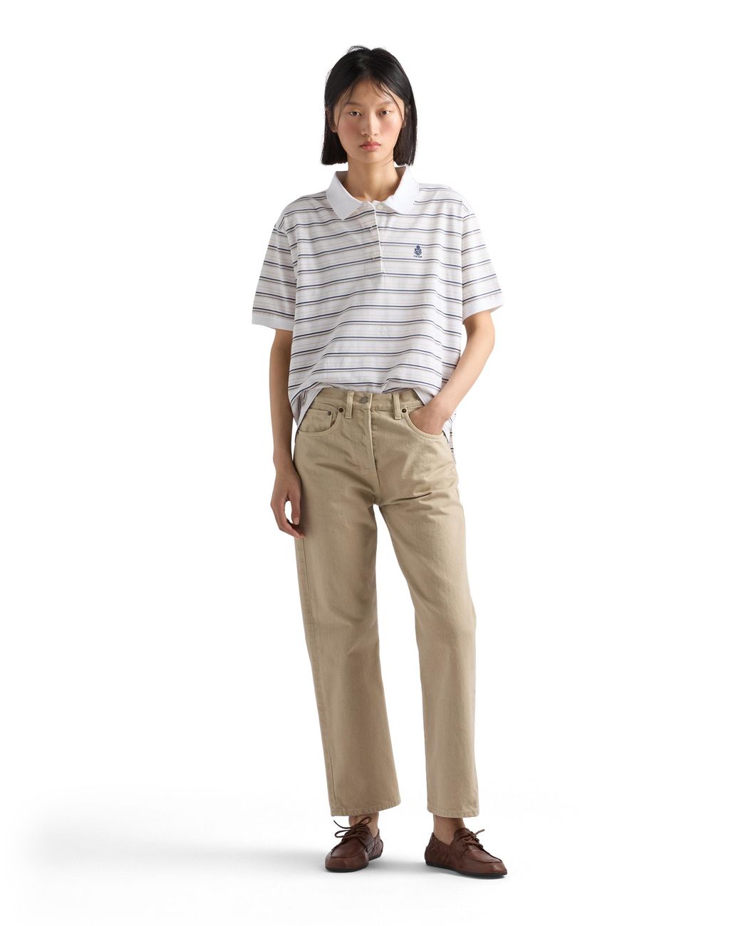 Prada White Striped Piqué Polo Shirt