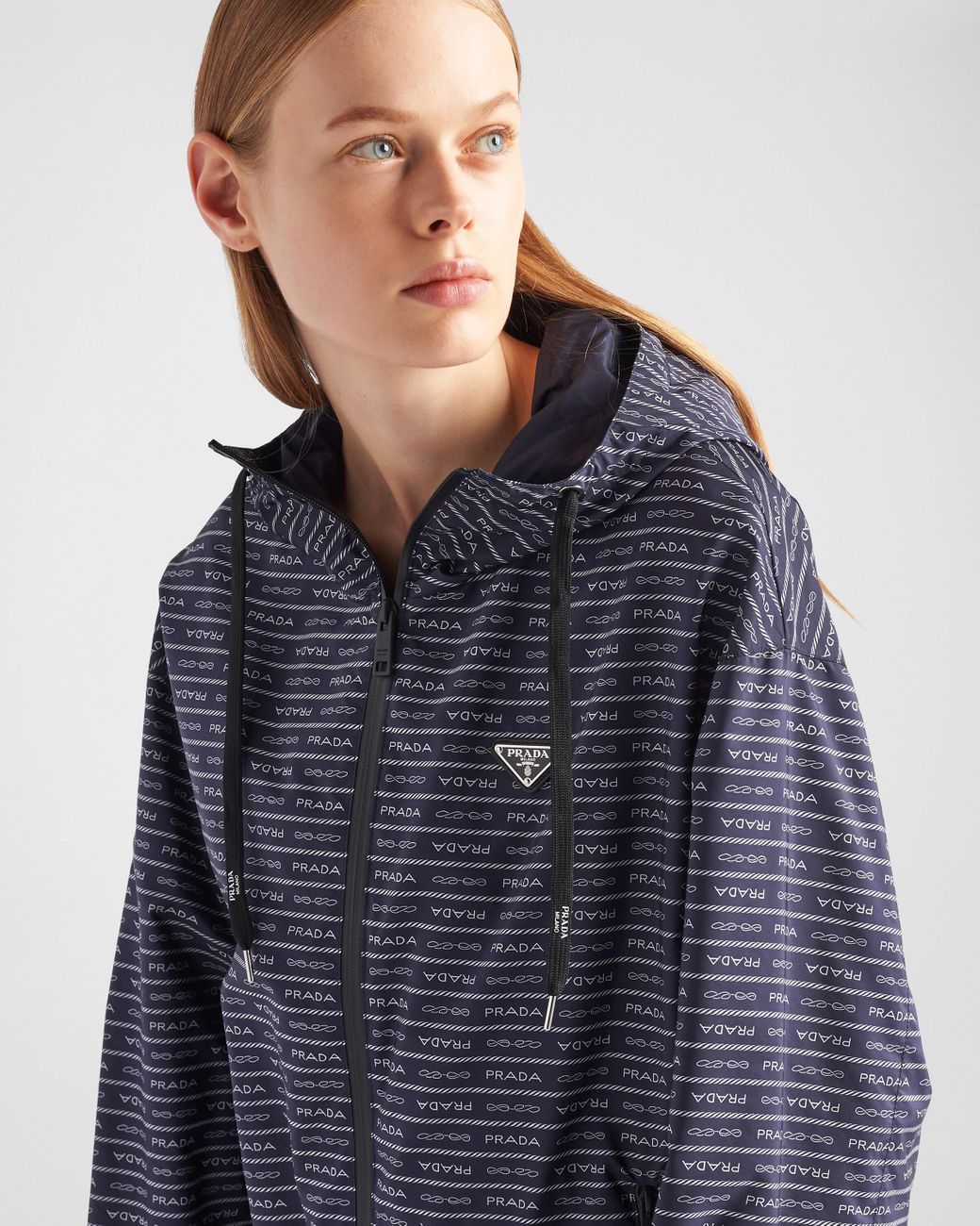 Prada Nylon Blouson Jacket in Blue | Lyst UK