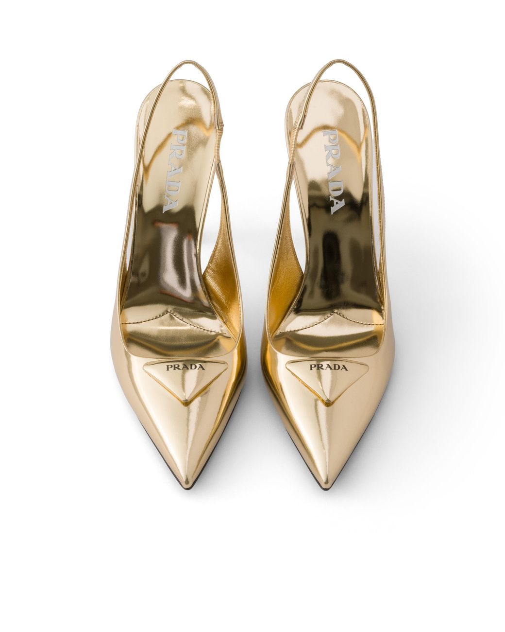 Prada Metallic Leather Slingback Pumps, Platinum