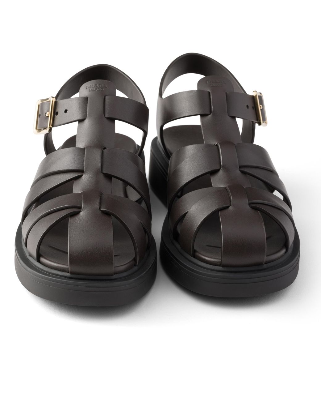 Prada Black Leather Fisherman's Sandals