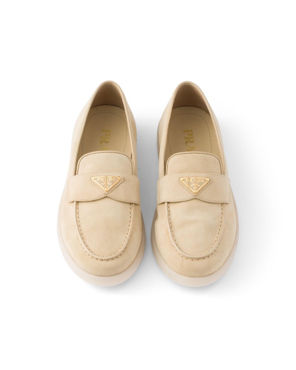 Prada White Suede Leather Loafers