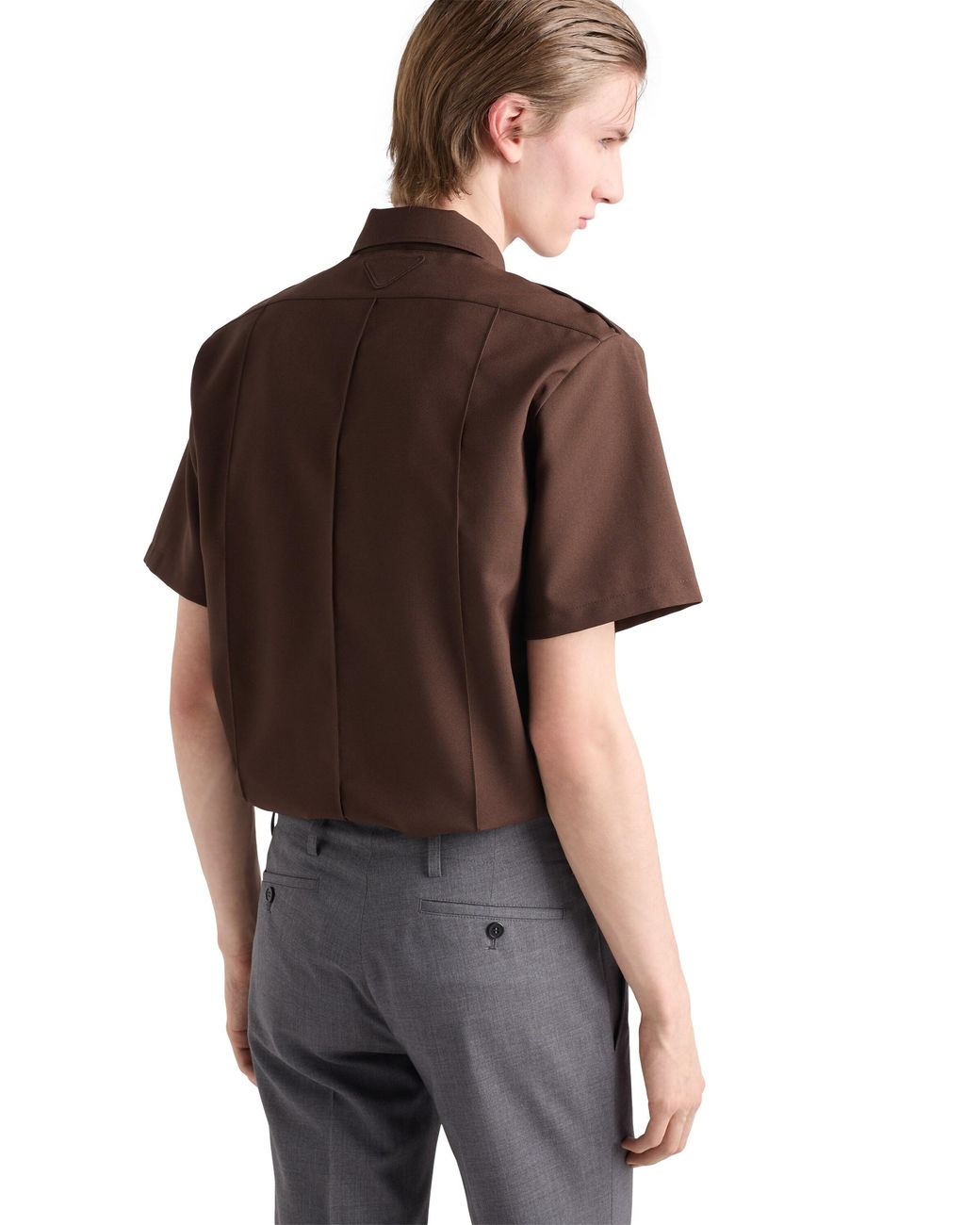Prada Brown Short-Sleeved Technical Fabric Shirt for men
