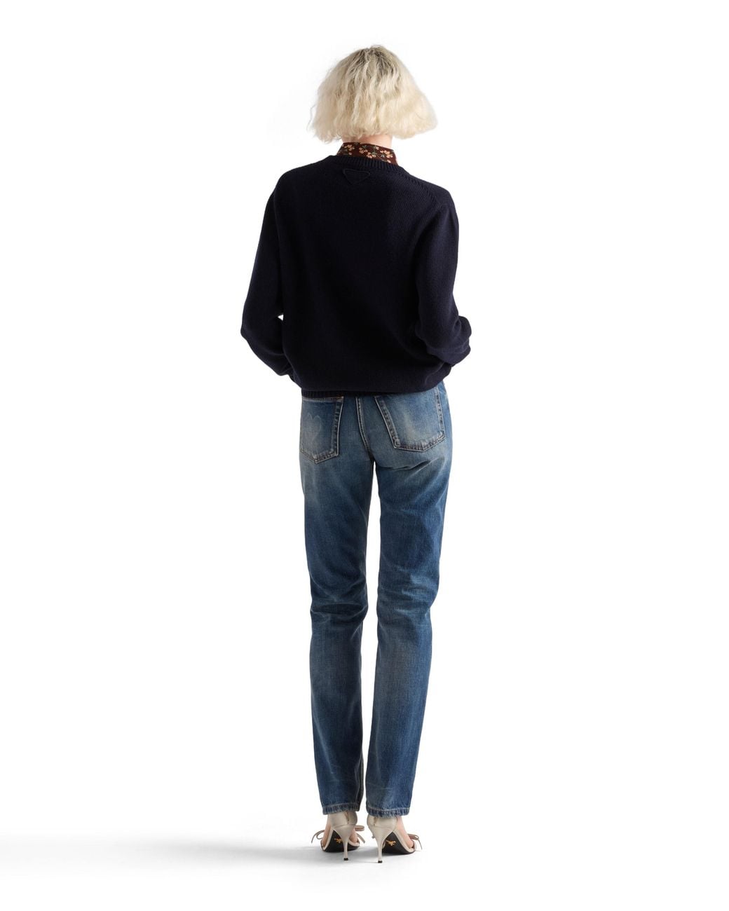 Prada Blue Wool And Cashmere Crew-Neck Sweater