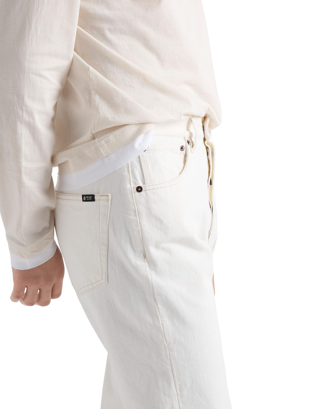 Prada White Old Denim Five-Pocket Jeans for men