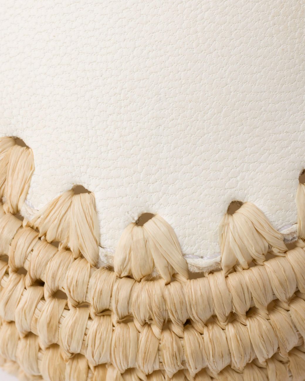 Prada White Logo Leather & Raffia Ballet Flat