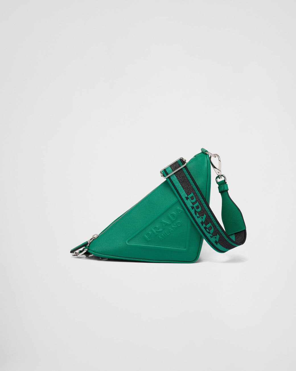 Prada Green Saffiano Leather Triangle Logo Crossbody Bag - Yoogi's Closet