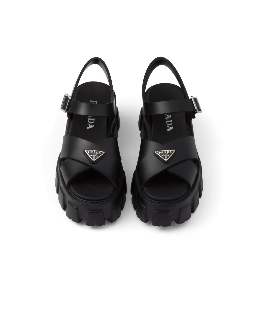 Prada Black Plateausandalen Monolith