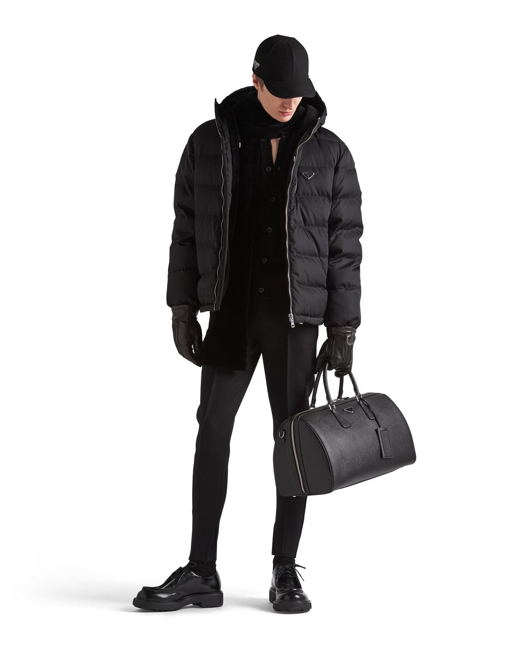 Prada Blue Cropped Re-Nylon Down Jacket for men