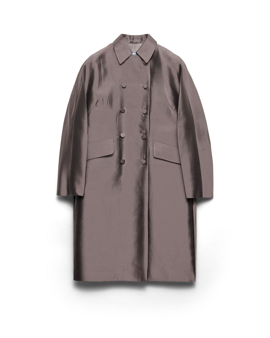 Prada Brown Double-Breasted Wool And Silk Coat