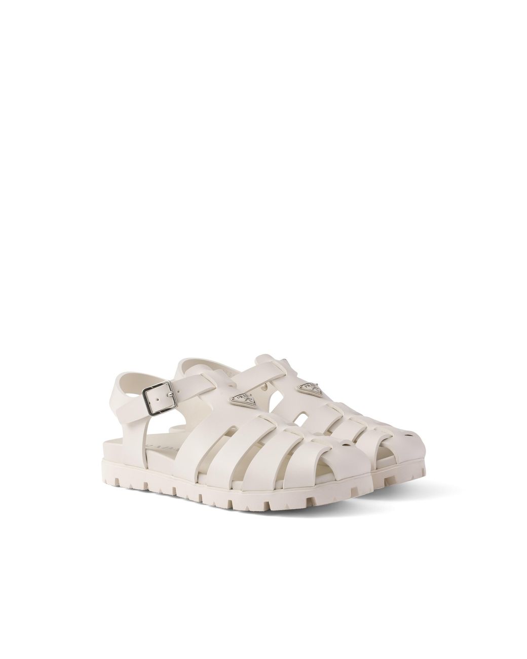 Prada White Rubber Fisherman Sandals for men